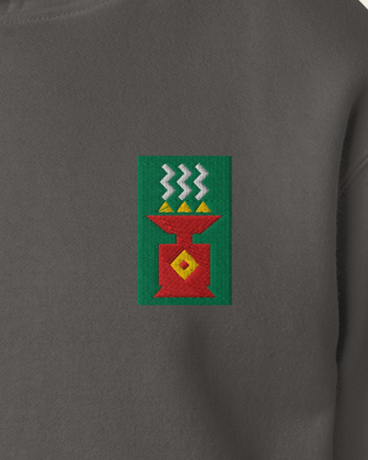 Incense Burner Hoodie in Sha'ar: the Mabkhara embroidery up close